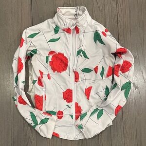 lululemon athletica red and white floral jacket
